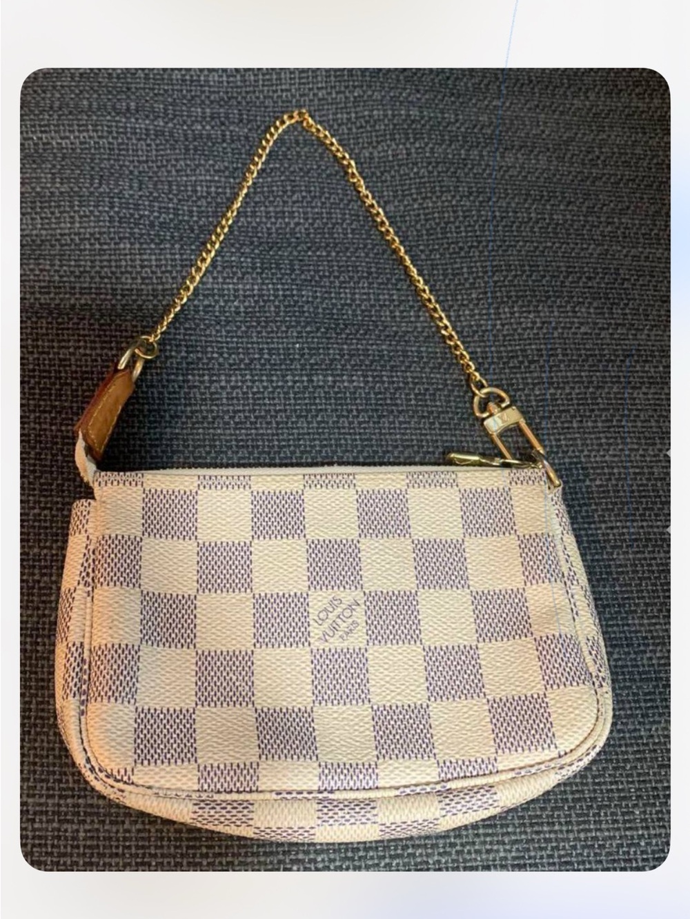 Designer Checkered  LOUIS VUITTION Mini Chain Shoulder Bag in Beige